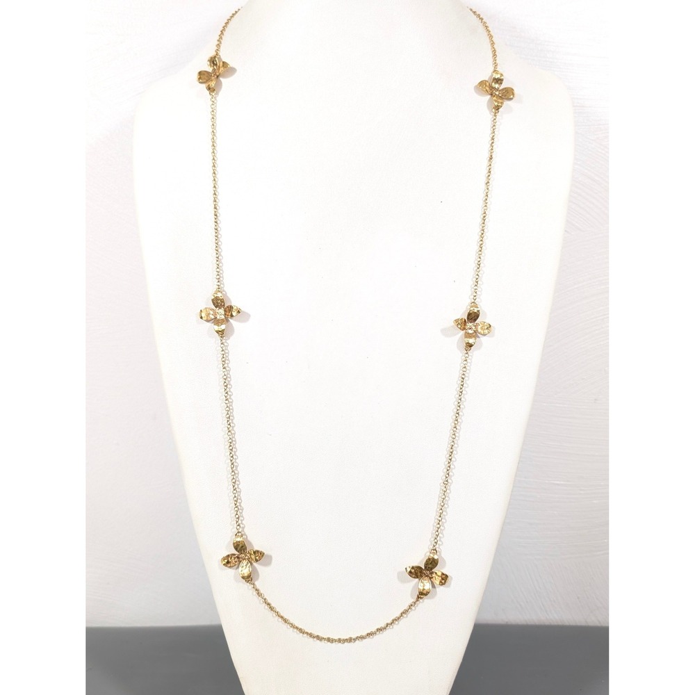 Lauren Ralph Lauren Gold Tone Floral Station Necklace 36"‎ Long
